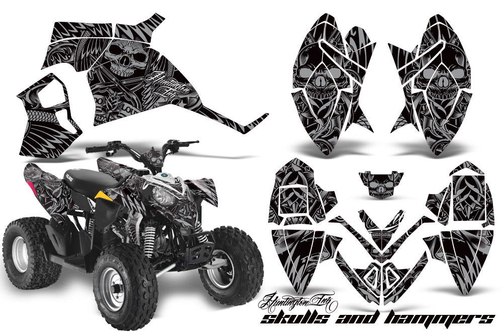 ATV Decal Graphic Kit Quad Wrap For Polaris Outlaw 90 2008-2014 Outlaw 110 2016 HISH SILVER-atv motorcycle utv parts accessories gear helmets jackets gloves pantsAll Terrain Depot