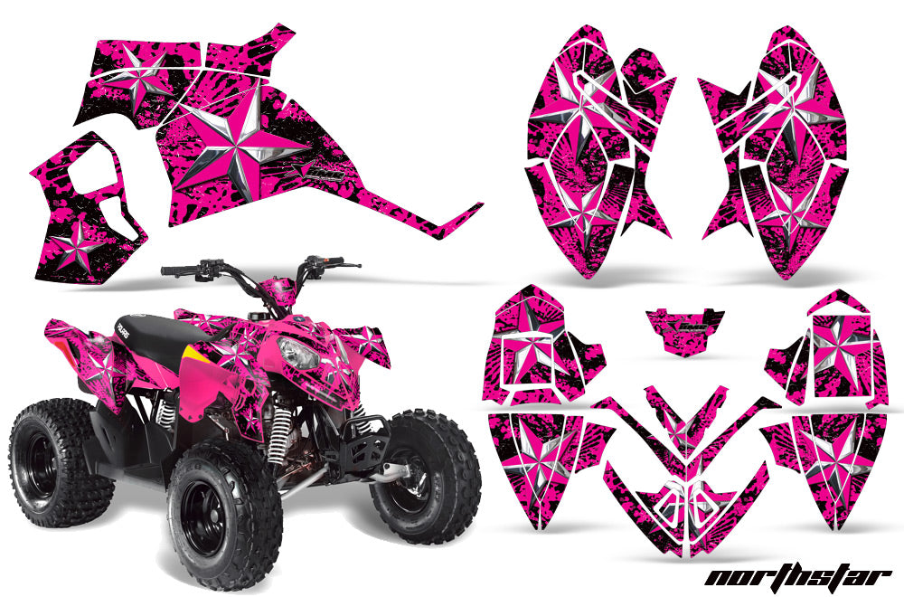 ATV Decal Graphic Kit Quad Wrap For Polaris Outlaw 90 2008-2014 Outlaw 110 2016 NORTHSTAR CHROME PINK-atv motorcycle utv parts accessories gear helmets jackets gloves pantsAll Terrain Depot