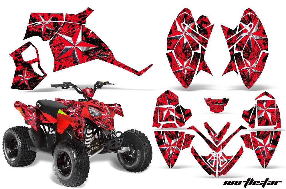 ATV Decal Graphic Kit Quad Wrap For Polaris Outlaw 90 2008-2014 Outlaw 110 2016 NORTHSTAR CHROME RED-atv motorcycle utv parts accessories gear helmets jackets gloves pantsAll Terrain Depot