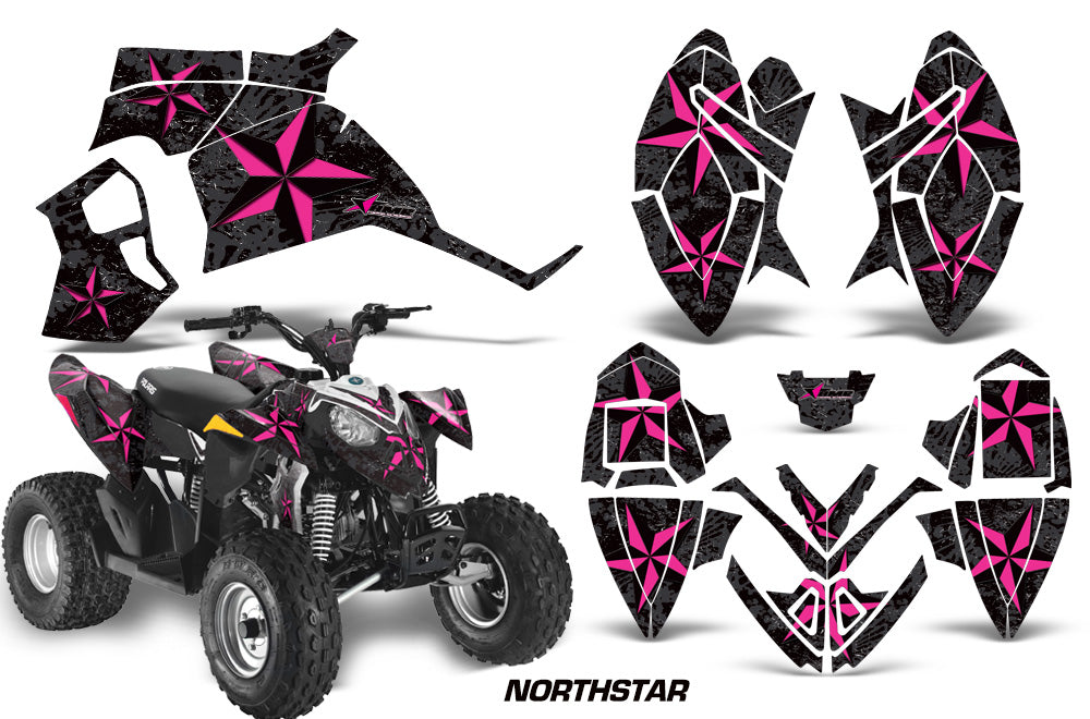 ATV Decal Graphic Kit Quad Wrap For Polaris Outlaw 90 2008-2014 Outlaw 110 2016 NORTHSTAR PINK BLACK-atv motorcycle utv parts accessories gear helmets jackets gloves pantsAll Terrain Depot