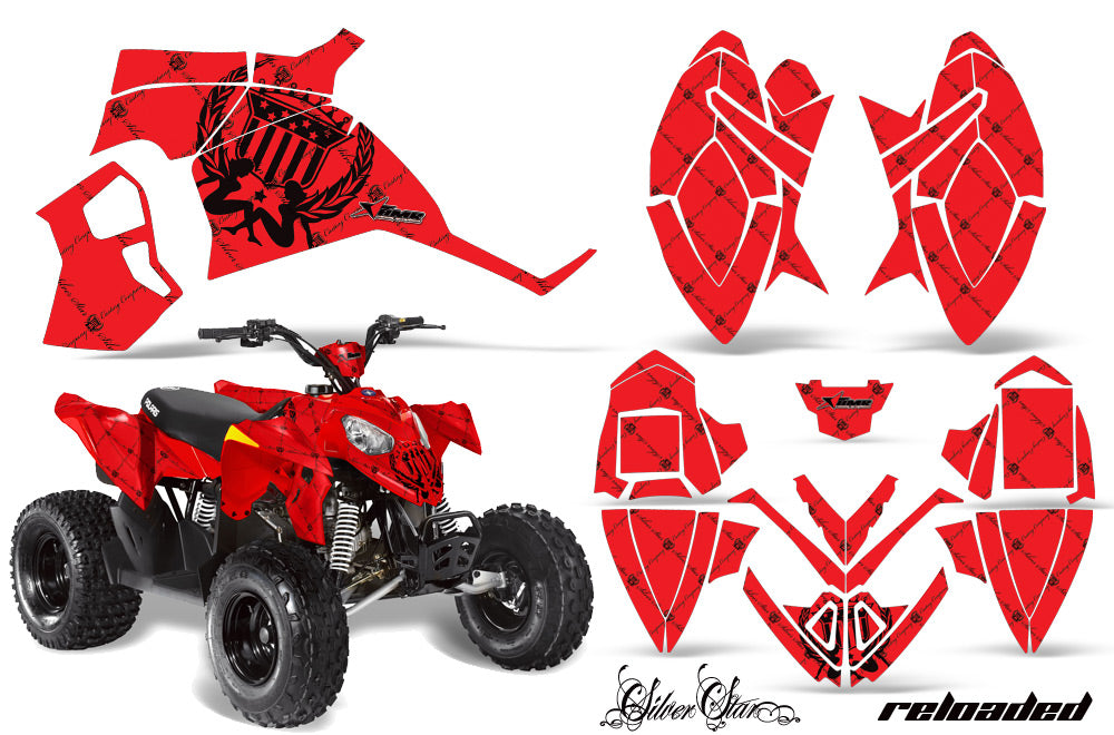 ATV Decal Graphic Kit Quad Wrap For Polaris Outlaw 90 2008-2014 Outlaw 110 2016 RELOADED BLACK RED-atv motorcycle utv parts accessories gear helmets jackets gloves pantsAll Terrain Depot