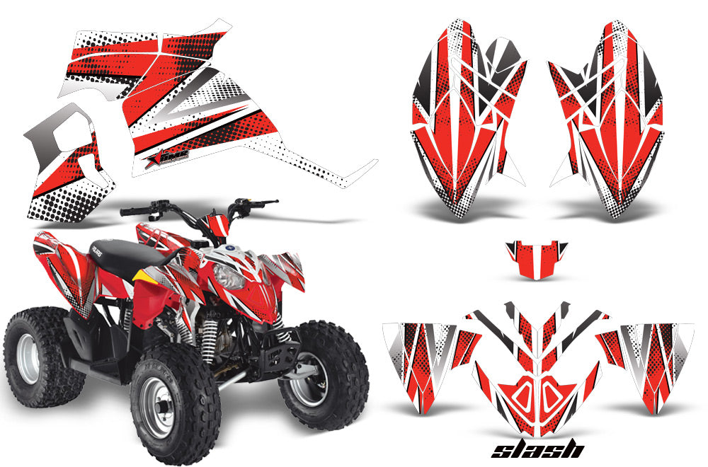 ATV Decal Graphic Kit Quad Wrap For Polaris Outlaw 90 2008-2014 Outlaw 110 2016 SLASH RED-atv motorcycle utv parts accessories gear helmets jackets gloves pantsAll Terrain Depot