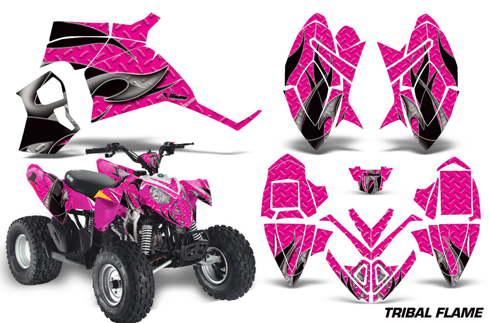 ATV Decal Graphic Kit Quad Wrap For Polaris Outlaw 90 2008-2014 Outlaw 110 2016 TRIBAL BLACK PINK-atv motorcycle utv parts accessories gear helmets jackets gloves pantsAll Terrain Depot