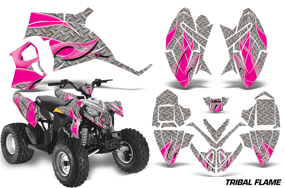 ATV Decal Graphic Kit Quad Wrap For Polaris Outlaw 90 2008-2014 Outlaw 110 2016 TRIBAL PINK SILVER-atv motorcycle utv parts accessories gear helmets jackets gloves pantsAll Terrain Depot