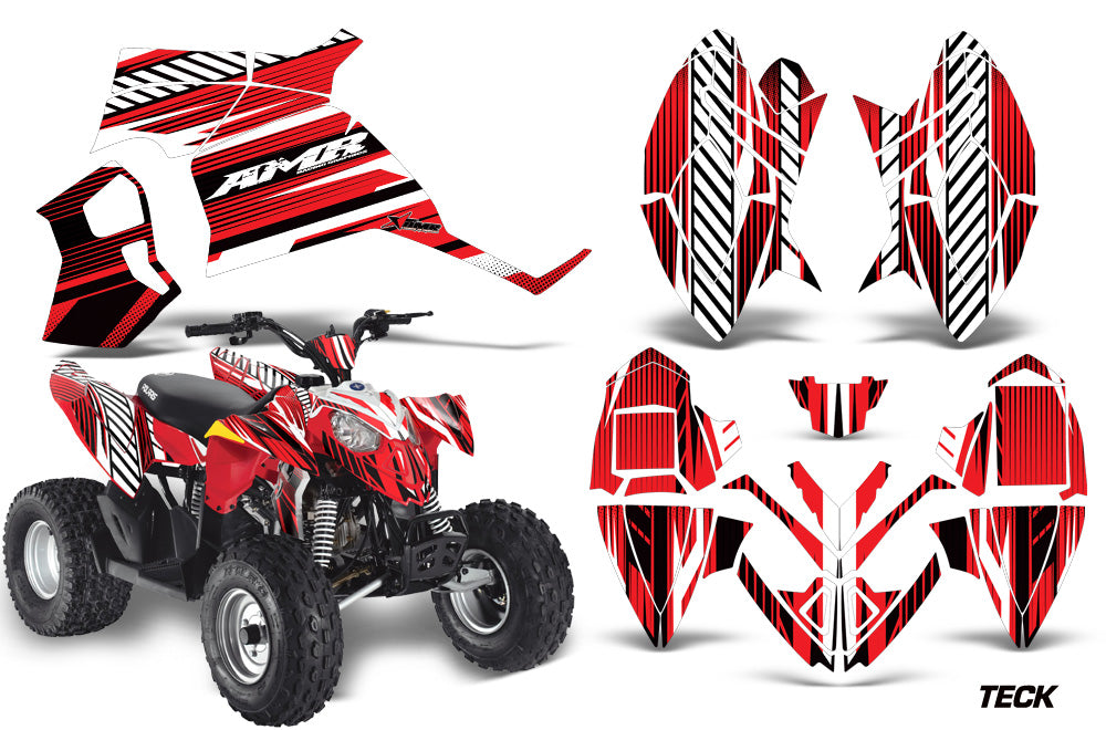 ATV Decal Graphic Kit Quad Wrap For Polaris Outlaw 90 2008-2014 Outlaw 110 2016 TECK RED-atv motorcycle utv parts accessories gear helmets jackets gloves pantsAll Terrain Depot