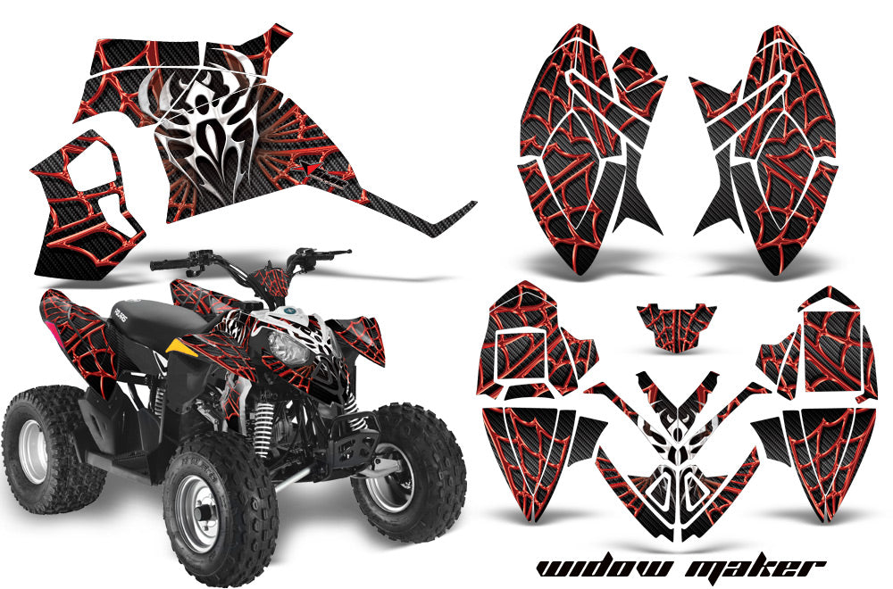 ATV Decal Graphic Kit Quad Wrap For Polaris Outlaw 90 2008-2014 Outlaw 110 2016 WIDOW RED BLACK-atv motorcycle utv parts accessories gear helmets jackets gloves pantsAll Terrain Depot