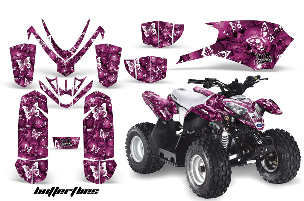 ATV Graphics Kit Quad Decal Sticker Wrap For Polaris Outlaw 50 2008-2018 BUTTERFLIES WHITE PURPLE-atv motorcycle utv parts accessories gear helmets jackets gloves pantsAll Terrain Depot