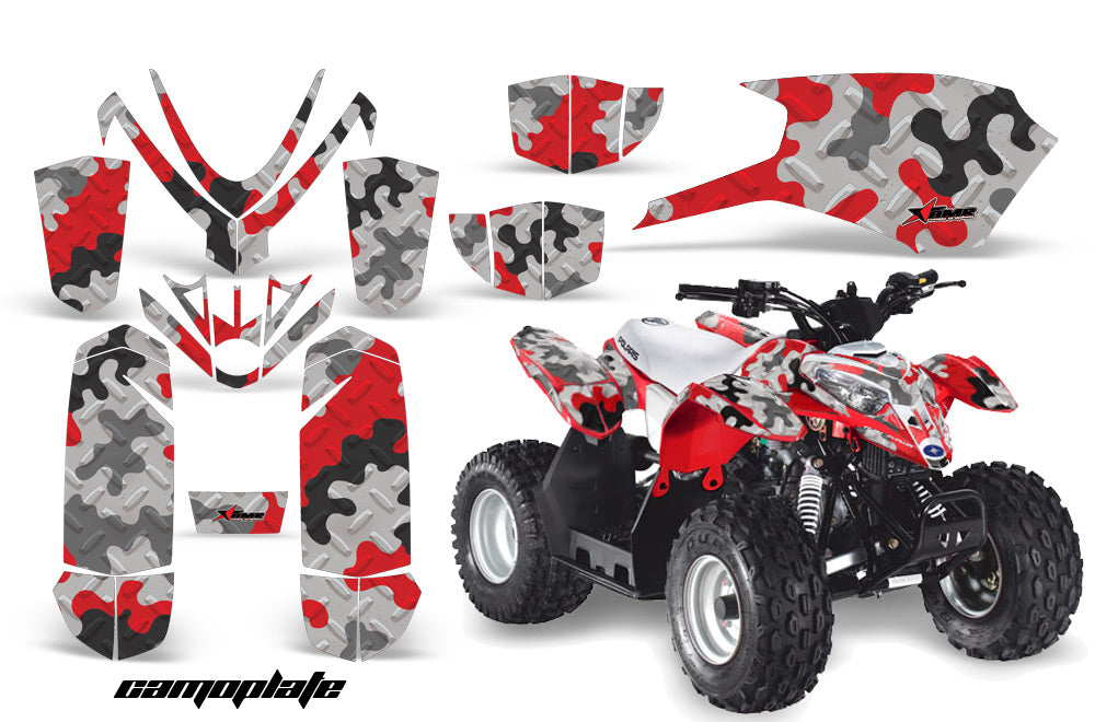 ATV Graphics Kit Quad Decal Sticker Wrap For Polaris Outlaw 50 2008-2018 CAMOPLATE RED-atv motorcycle utv parts accessories gear helmets jackets gloves pantsAll Terrain Depot