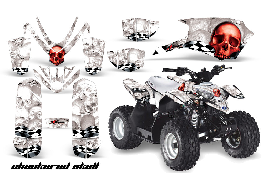 ATV Graphics Kit Quad Decal Sticker Wrap For Polaris Outlaw 50 2008-2018 CHECKERED RED WHITE-atv motorcycle utv parts accessories gear helmets jackets gloves pantsAll Terrain Depot