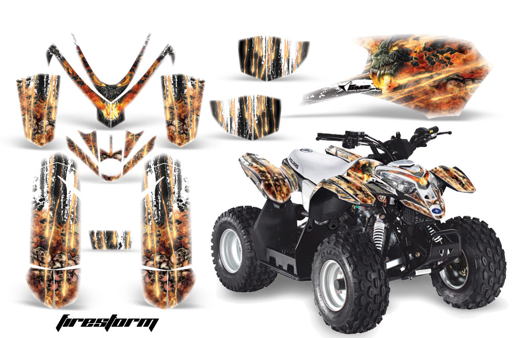 ATV Graphics Kit Quad Decal Sticker Wrap For Polaris Outlaw 50 2008-2018 FIRESTORM WHITE-atv motorcycle utv parts accessories gear helmets jackets gloves pantsAll Terrain Depot