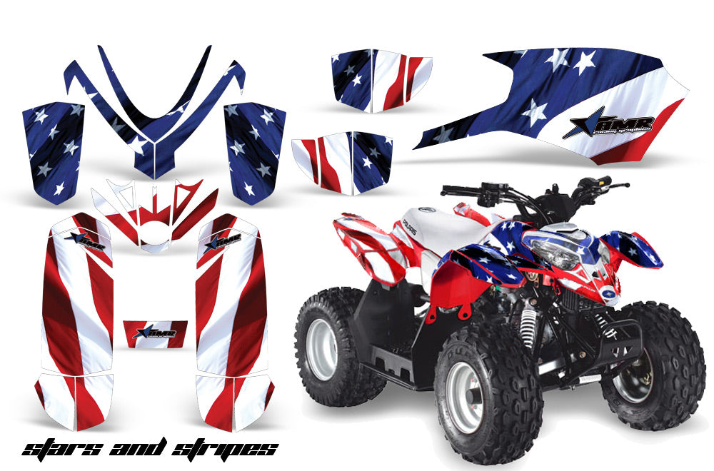 ATV Graphics Kit Quad Decal Sticker Wrap For Polaris Outlaw 50 2008-2018 USA FLAG-atv motorcycle utv parts accessories gear helmets jackets gloves pantsAll Terrain Depot