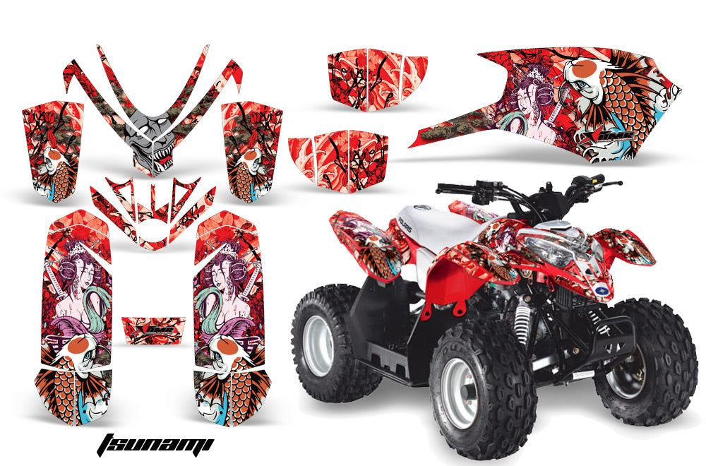 ATV Graphics Kit Quad Decal Sticker Wrap For Polaris Outlaw 50 2008-2018 TSUNAMI RED-atv motorcycle utv parts accessories gear helmets jackets gloves pantsAll Terrain Depot