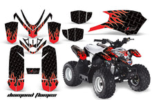 Load image into Gallery viewer, ATV Graphics Kit Quad Decal Sticker Wrap For Polaris Outlaw 50 2008-2018 DIAMOND FLAMES RED BLACK-atv motorcycle utv parts accessories gear helmets jackets gloves pantsAll Terrain Depot