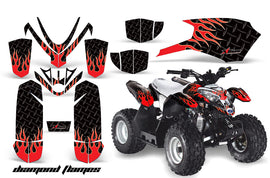ATV Graphics Kit Quad Decal Sticker Wrap For Polaris Outlaw 50 2008-2018 DIAMOND FLAMES RED BLACK-atv motorcycle utv parts accessories gear helmets jackets gloves pantsAll Terrain Depot