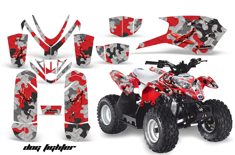 ATV Graphics Kit Quad Decal Sticker Wrap For Polaris Outlaw 50 2008-2018 DOG FIGHT RED-atv motorcycle utv parts accessories gear helmets jackets gloves pantsAll Terrain Depot