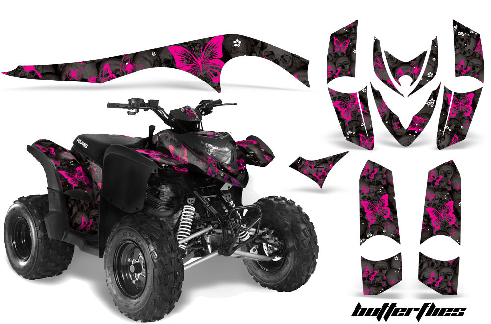 ATV Graphics Kit Decal Sticker Wrap For Polaris Phoenix 200 2005-2016 BUTTERFLIES PINK BLACK-atv motorcycle utv parts accessories gear helmets jackets gloves pantsAll Terrain Depot