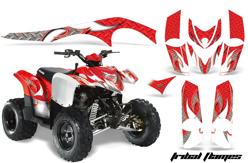 ATV Graphics Kit Decal Sticker Wrap For Polaris Phoenix 200 2005-2016 TRIBAL SILVER RED-atv motorcycle utv parts accessories gear helmets jackets gloves pantsAll Terrain Depot