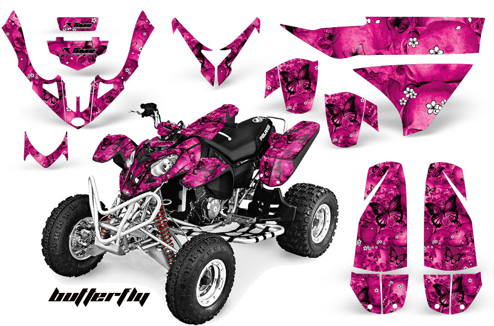 ATV Graphics Kit Quad Decal Wrap For Polaris Predator 500 2003-2007 BUTTERFLIES BLACK PINK-atv motorcycle utv parts accessories gear helmets jackets gloves pantsAll Terrain Depot