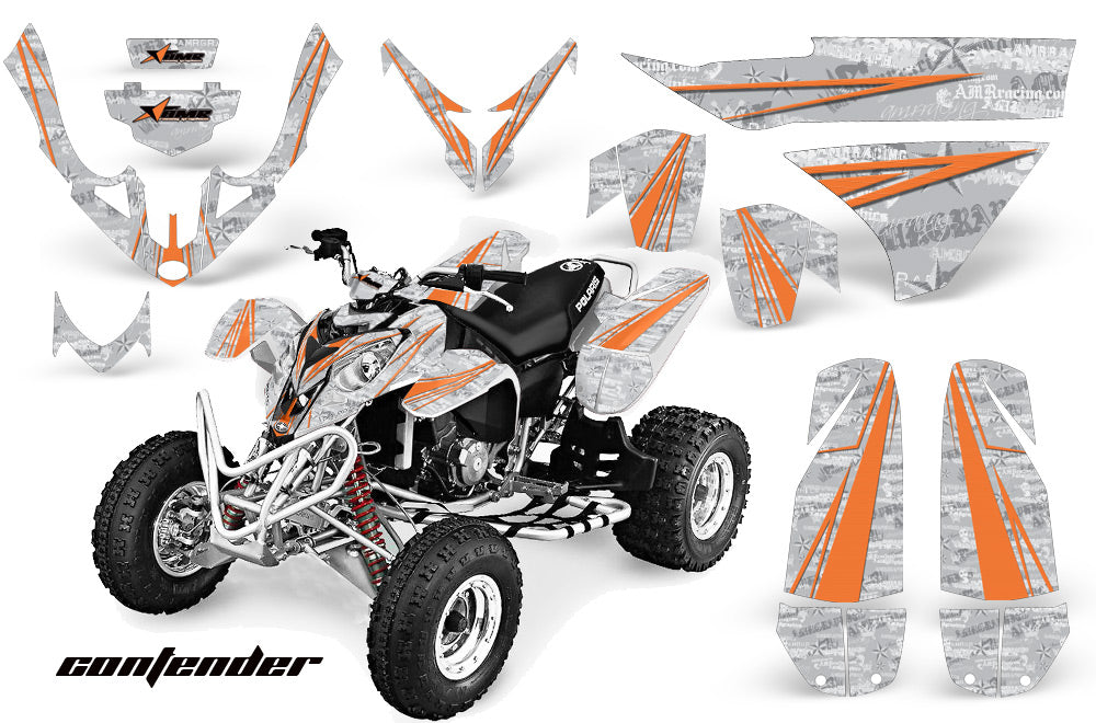 ATV Graphics Kit Quad Decal Wrap For Polaris Predator 500 2003-2007 CONTENDER ORANGE SILVER-atv motorcycle utv parts accessories gear helmets jackets gloves pantsAll Terrain Depot