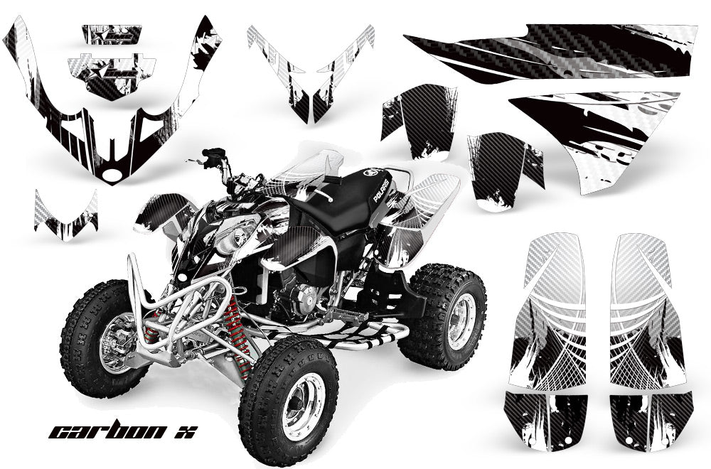 ATV Graphics Kit Quad Decal Wrap For Polaris Predator 500 2003-2007 CARBONX WHITE-atv motorcycle utv parts accessories gear helmets jackets gloves pantsAll Terrain Depot