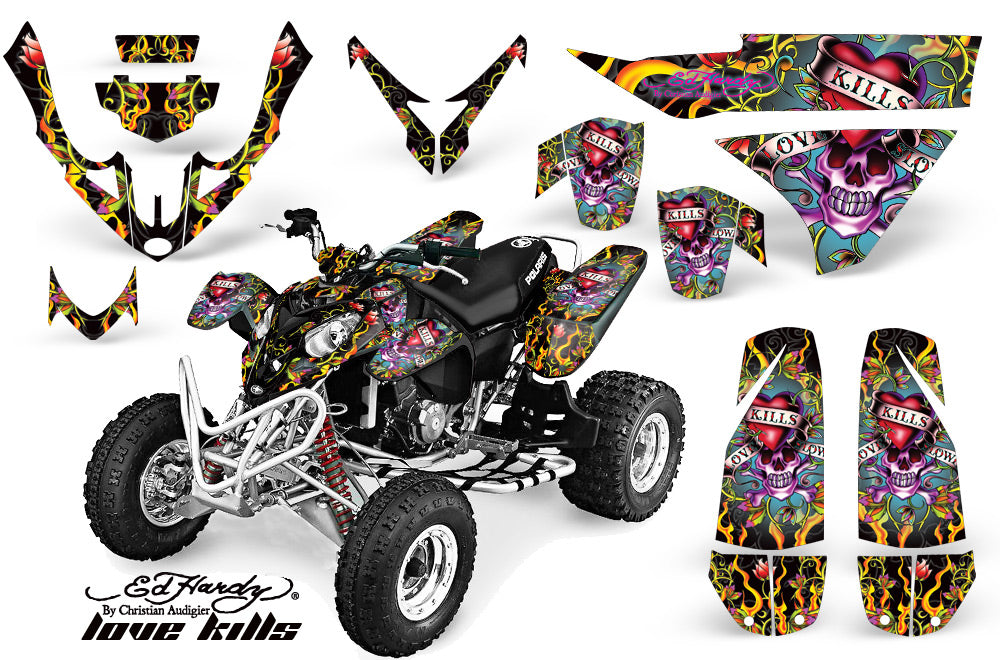 ATV Graphics Kit Quad Decal Wrap For Polaris Predator 500 2003-2007 EDHLK BLACK-atv motorcycle utv parts accessories gear helmets jackets gloves pantsAll Terrain Depot
