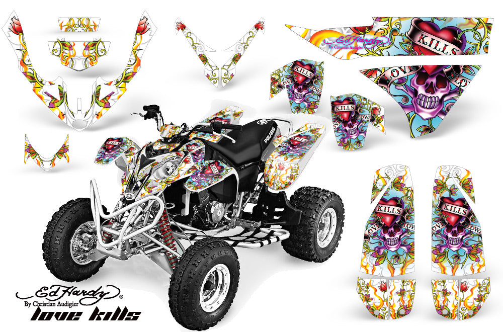 ATV Graphics Kit Quad Decal Wrap For Polaris Predator 500 2003-2007 EDHLK WHITE-atv motorcycle utv parts accessories gear helmets jackets gloves pantsAll Terrain Depot