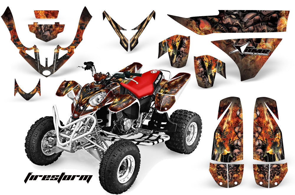 ATV Graphics Kit Quad Decal Wrap For Polaris Predator 500 2003-2007 FIRESTORM BLACK-atv motorcycle utv parts accessories gear helmets jackets gloves pantsAll Terrain Depot