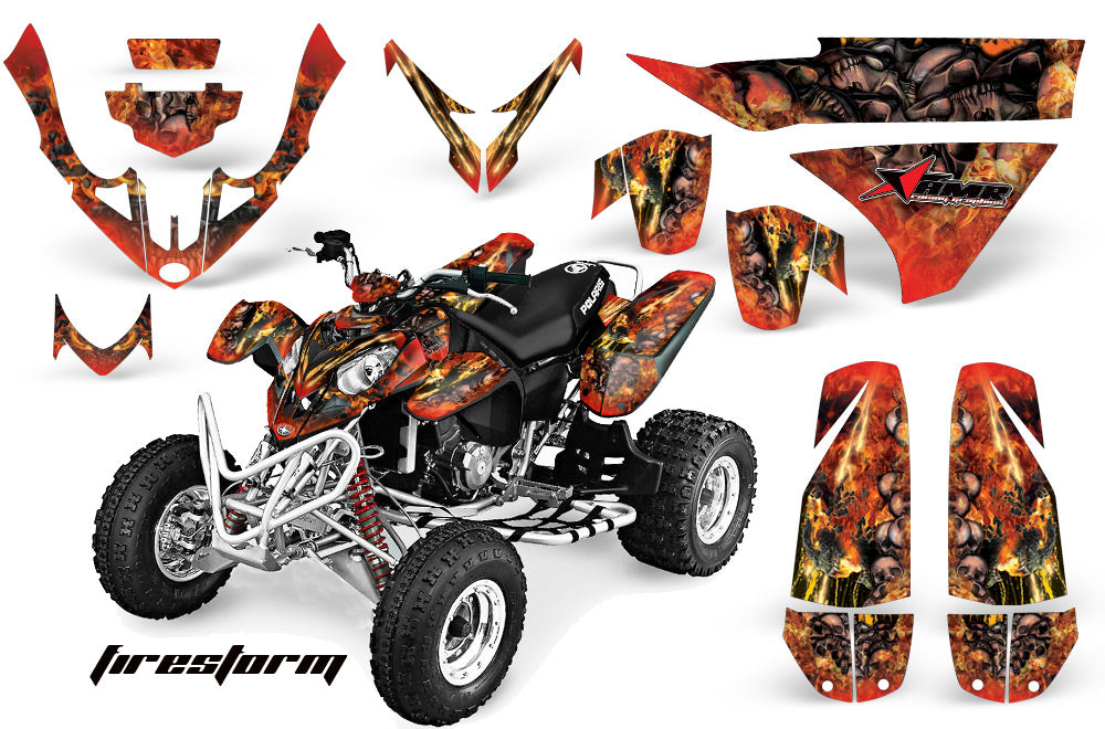ATV Graphics Kit Quad Decal Wrap For Polaris Predator 500 2003-2007 FIRESTORM RED-atv motorcycle utv parts accessories gear helmets jackets gloves pantsAll Terrain Depot