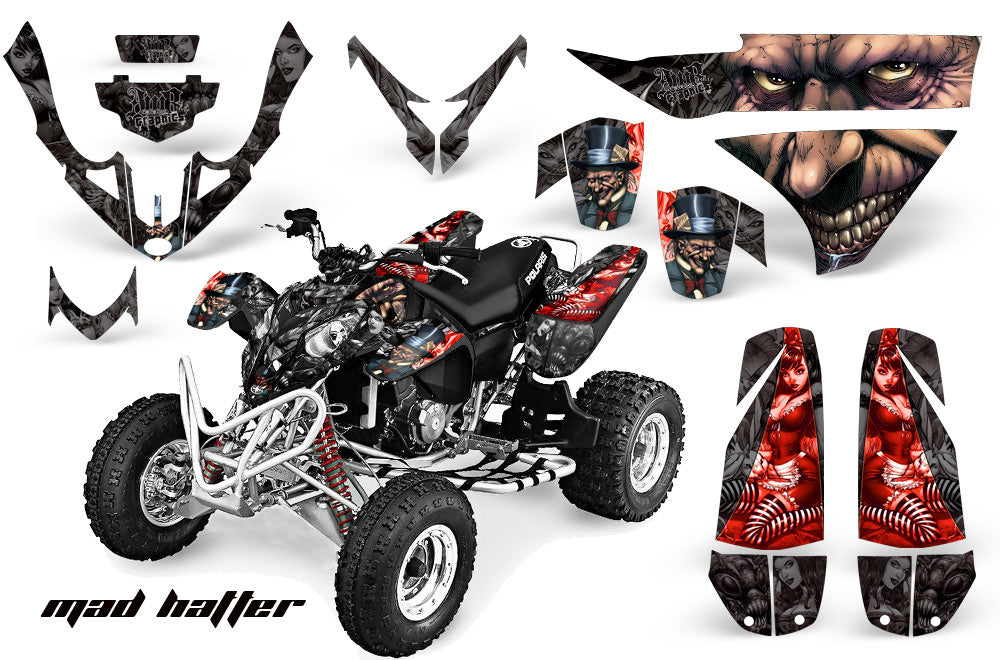 ATV Graphics Kit Quad Decal Wrap For Polaris Predator 500 2003-2007 HATTER BLACK RED-atv motorcycle utv parts accessories gear helmets jackets gloves pantsAll Terrain Depot