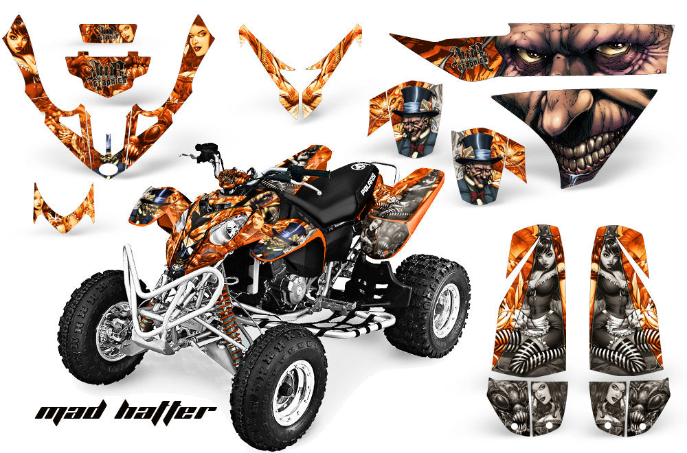 ATV Graphics Kit Quad Decal Wrap For Polaris Predator 500 2003-2007 HATTER ORANGE SILVER-atv motorcycle utv parts accessories gear helmets jackets gloves pantsAll Terrain Depot
