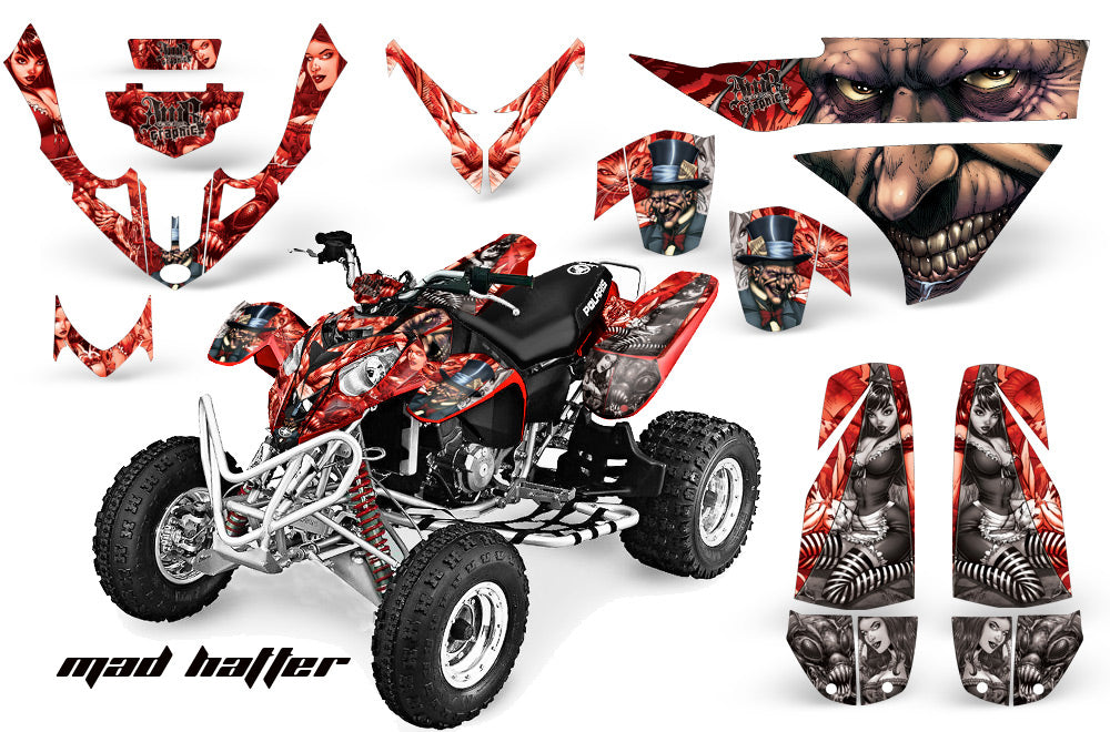 ATV Graphics Kit Quad Decal Wrap For Polaris Predator 500 2003-2007 HATTER RED SILVER-atv motorcycle utv parts accessories gear helmets jackets gloves pantsAll Terrain Depot