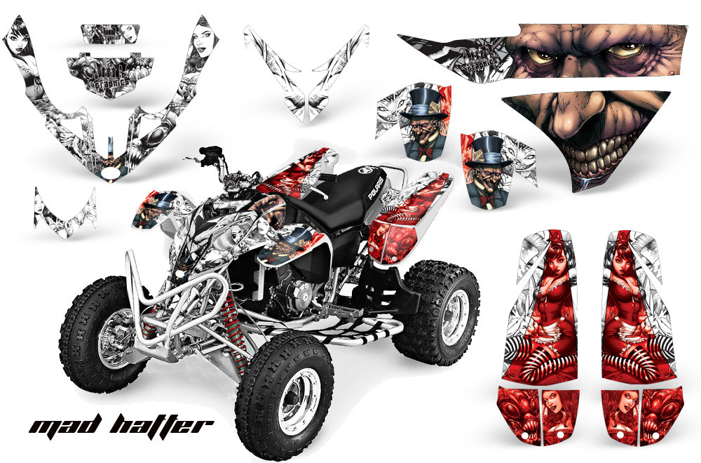 ATV Graphics Kit Quad Decal Wrap For Polaris Predator 500 2003-2007 HATTER RED WHITE-atv motorcycle utv parts accessories gear helmets jackets gloves pantsAll Terrain Depot
