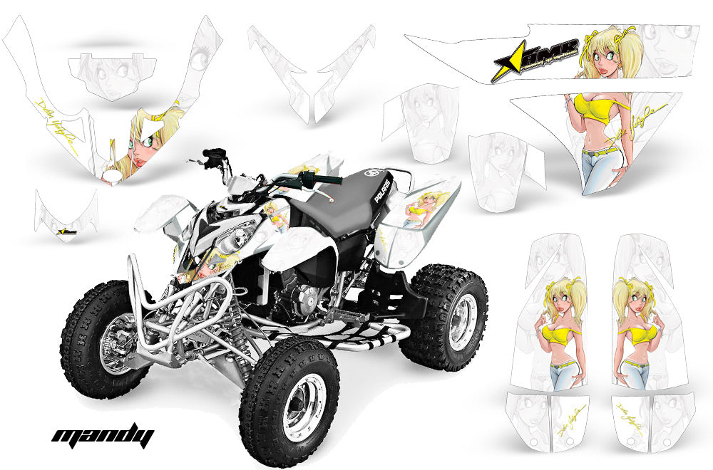 ATV Graphics Kit Quad Decal Wrap For Polaris Predator 500 2003-2007 MANDY YELLOW WHITE-atv motorcycle utv parts accessories gear helmets jackets gloves pantsAll Terrain Depot