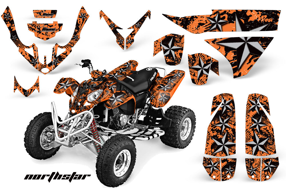 ATV Graphics Kit Quad Decal Wrap For Polaris Predator 500 2003-2007 NORTHSTAR SILVER ORANGE-atv motorcycle utv parts accessories gear helmets jackets gloves pantsAll Terrain Depot