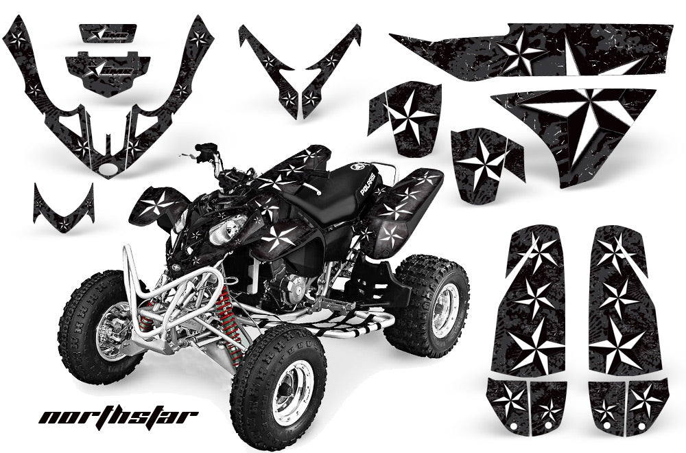 ATV Graphics Kit Quad Decal Wrap For Polaris Predator 500 2003-2007 NORTHSTAR WHITE BLACK-atv motorcycle utv parts accessories gear helmets jackets gloves pantsAll Terrain Depot