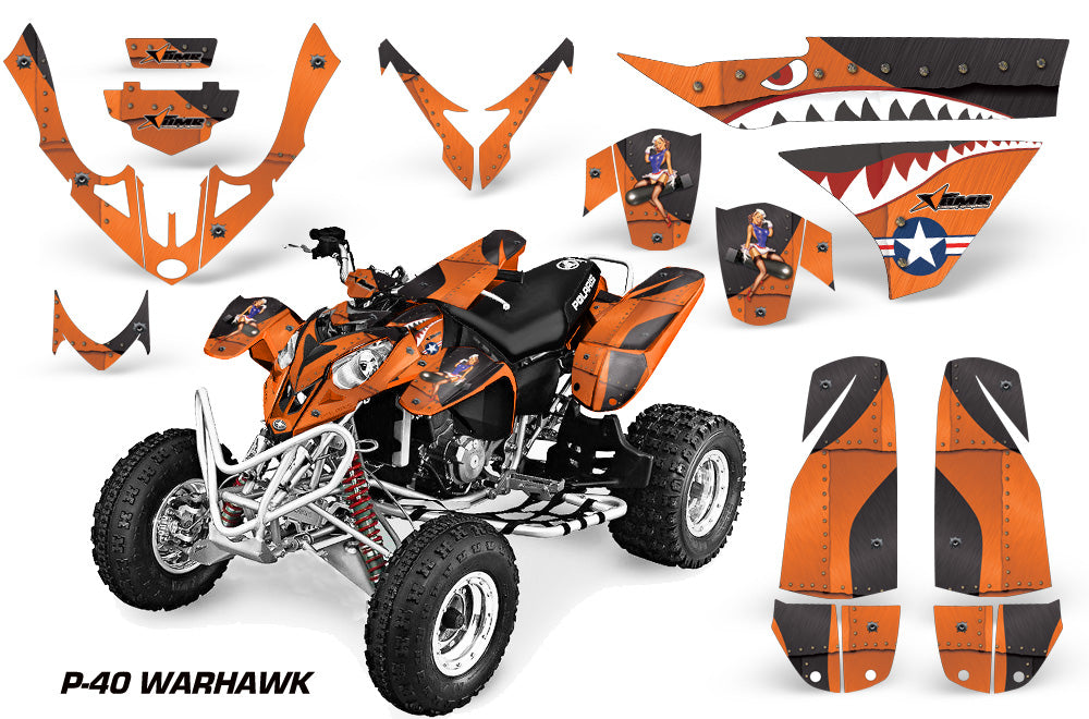 ATV Graphics Kit Quad Decal Wrap For Polaris Predator 500 2003-2007 WARHAWK ORANGE-atv motorcycle utv parts accessories gear helmets jackets gloves pantsAll Terrain Depot