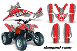 ATV Decal Graphic Kit Quad Wrap For Polaris Outlaw 90 2008-2014 Outlaw 110 2016 DIAMOND RACE RED SILVER