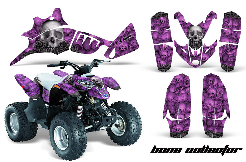 ATV Graphics Kit Quad Decal Wrap For Polaris Predator 90 2003-2007 BONES PURPLE-atv motorcycle utv parts accessories gear helmets jackets gloves pantsAll Terrain Depot