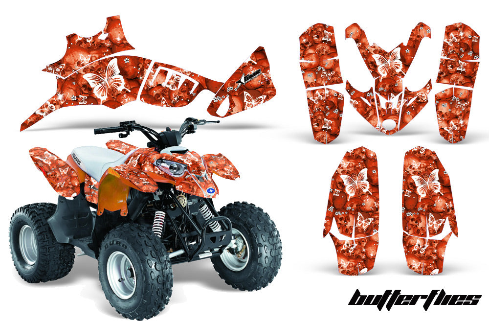 ATV Graphics Kit Quad Decal Wrap For Polaris Predator 90 2003-2007 BUTTERFLIES WHITE ORANGE-atv motorcycle utv parts accessories gear helmets jackets gloves pantsAll Terrain Depot