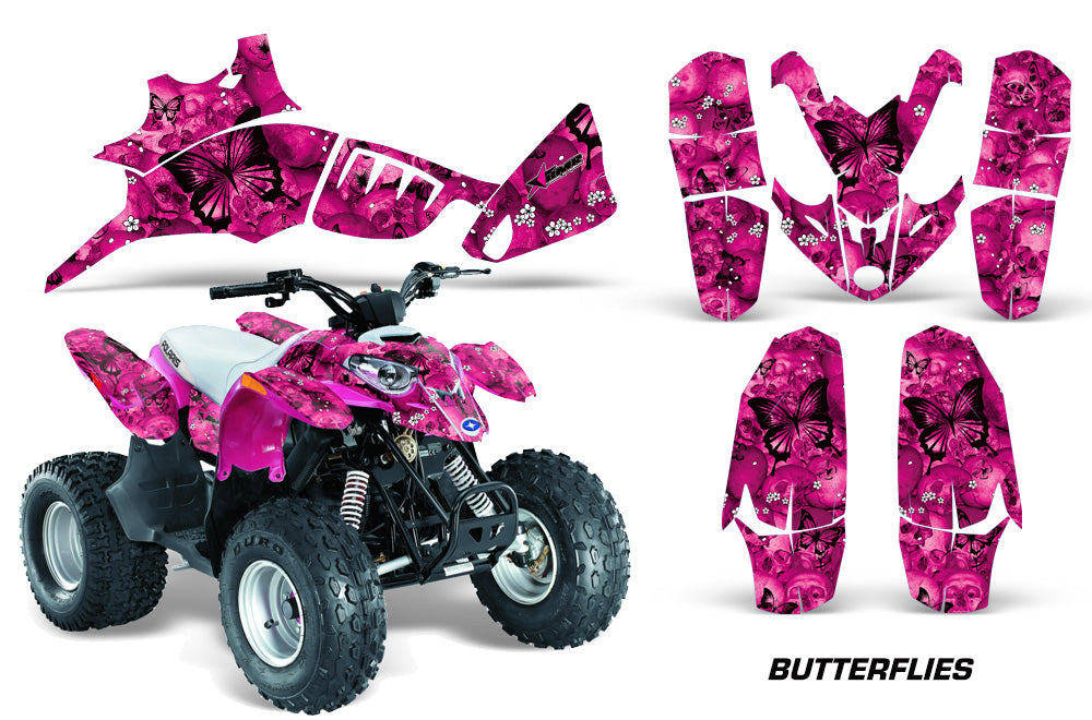 ATV Graphics Kit Quad Decal Wrap For Polaris Predator 90 2003-2007 BUTTERFLIES BLACK PINK-atv motorcycle utv parts accessories gear helmets jackets gloves pantsAll Terrain Depot