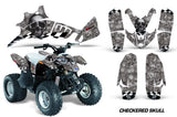 ATV Graphics Kit Quad Decal Wrap For Polaris Predator 90 2003-2007 CHECKERED BLACK SILVER