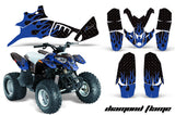 ATV Graphics Kit Quad Decal Wrap For Polaris Predator 90 2003-2007 DIAMOND FLAMES BLUE BLACK