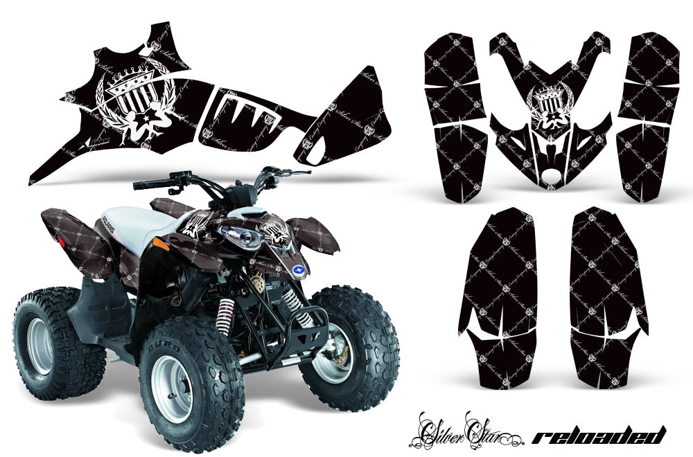 ATV Graphics Kit Quad Decal Wrap For Polaris Predator 90 2003-2007 RELOADED WHITE BLACK-atv motorcycle utv parts accessories gear helmets jackets gloves pantsAll Terrain Depot