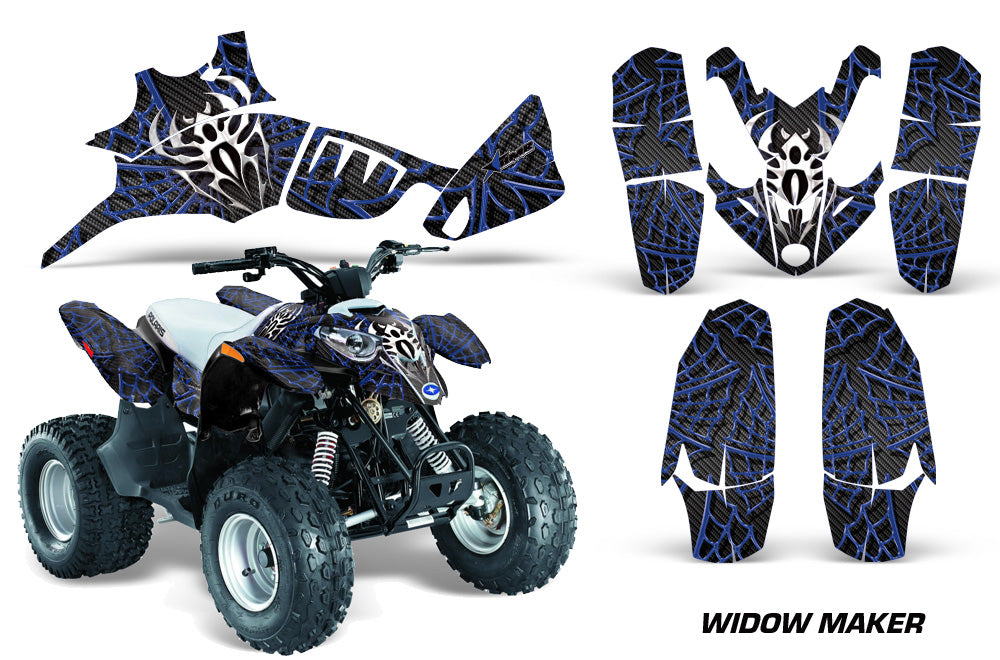 ATV Graphics Kit Quad Decal Wrap For Polaris Predator 90 2003-2007 WIDOW BLUE BLACK-atv motorcycle utv parts accessories gear helmets jackets gloves pantsAll Terrain Depot