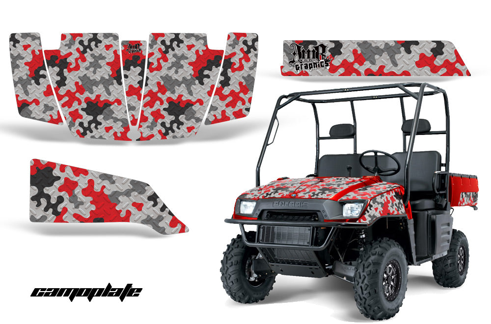 UTV Graphics Kit SxS Decal Wrap For Polaris Ranger 500 700 2005-2008 CAMOPLATE RED-atv motorcycle utv parts accessories gear helmets jackets gloves pantsAll Terrain Depot