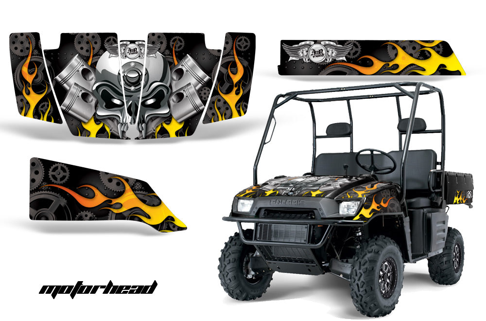 UTV Graphics Kit SxS Decal Wrap For Polaris Ranger 500 700 2005-2008 MOTORHEAD BLACK-atv motorcycle utv parts accessories gear helmets jackets gloves pantsAll Terrain Depot