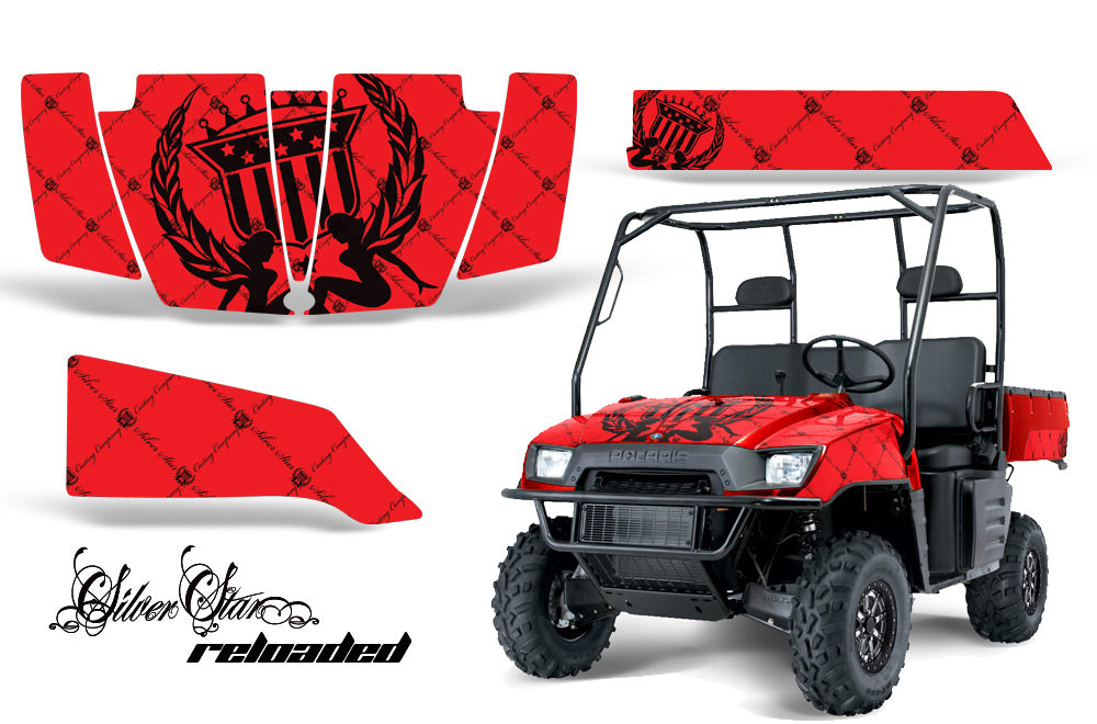 UTV Graphics Kit SxS Decal Wrap For Polaris Ranger 500 700 2005-2008 RELOADED BLACK RED-atv motorcycle utv parts accessories gear helmets jackets gloves pantsAll Terrain Depot