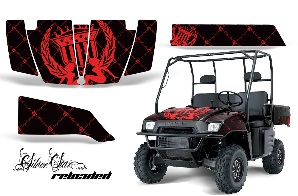 UTV Graphics Kit SxS Decal Wrap For Polaris Ranger 500 700 2005-2008 RELOADED RED BLACK-atv motorcycle utv parts accessories gear helmets jackets gloves pantsAll Terrain Depot