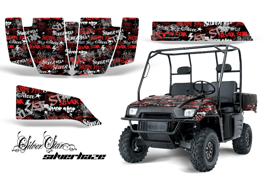 UTV Graphics Kit SxS Decal Wrap For Polaris Ranger 500 700 2005-2008 SSSH RED BLACK-atv motorcycle utv parts accessories gear helmets jackets gloves pantsAll Terrain Depot