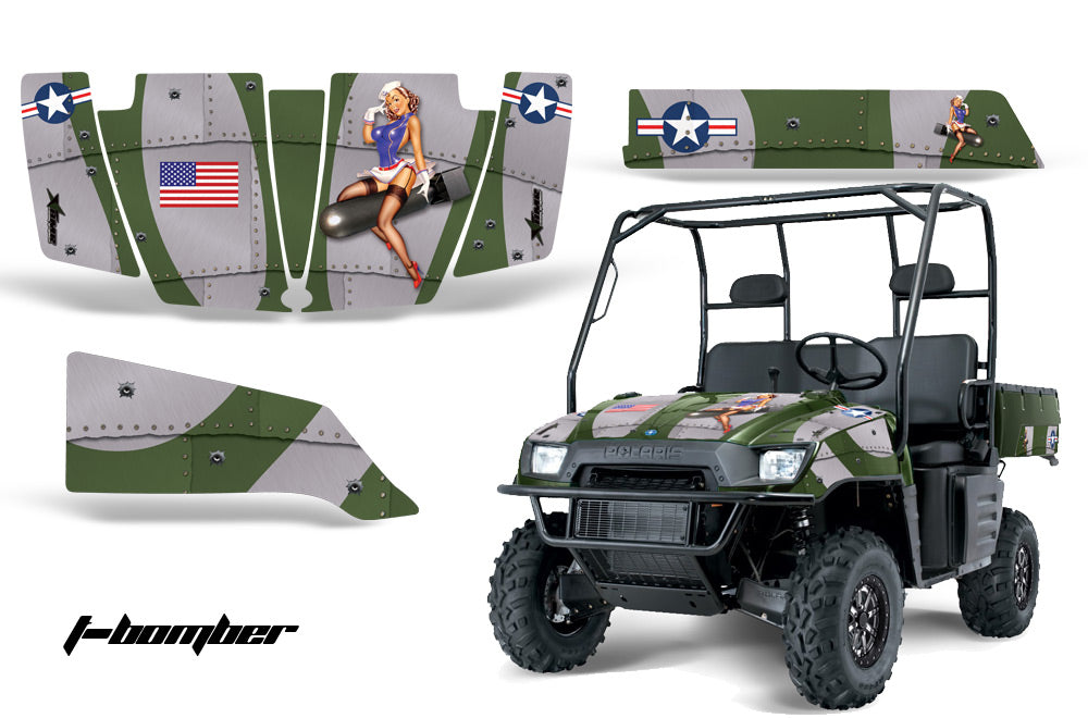 UTV Graphics Kit SxS Decal Wrap For Polaris Ranger 500 700 2005-2008 TBOMBER GREEN-atv motorcycle utv parts accessories gear helmets jackets gloves pantsAll Terrain Depot